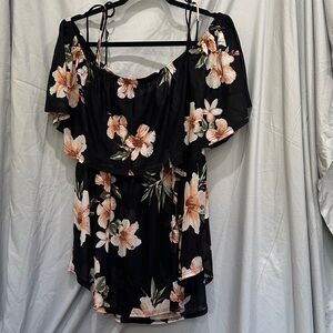 Siren Lily Black Floral Off-Shoulder Blouse